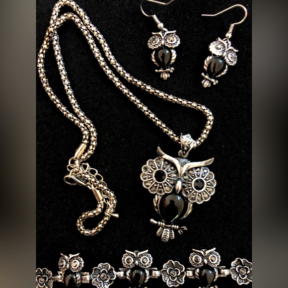 Night owl jewelry set matching necklace bracelet earrings - Picture 4 of 11